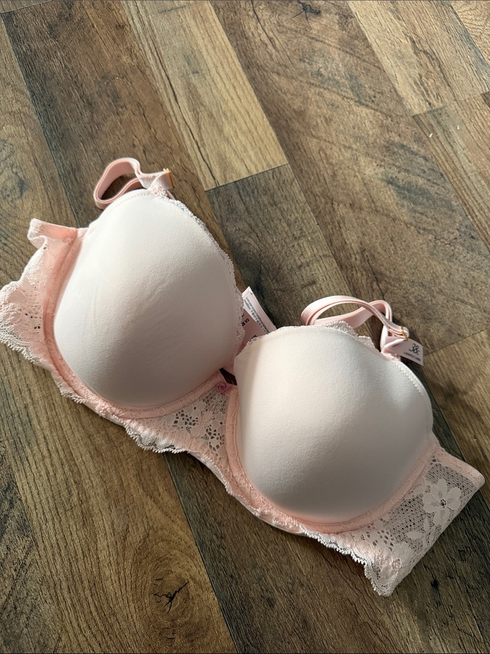 Victoria's Secret Pale Pink Lace-Trim Padded Bra